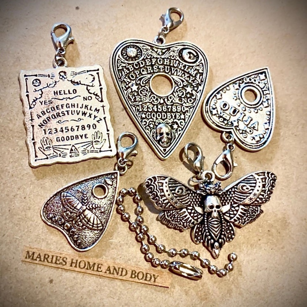 Ouija Board Planchette Plank Spooky Charm Set Clip on Planner Jewelry Collar New